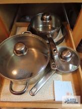 Stainless steel pans with glass lids and etc