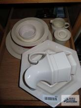 Hager number 3089 wash bowl with number 8063 pitcher, assorted bowls, plates, etc
