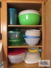 Plasticware in one cabinet