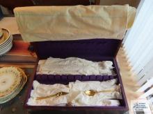 Cosmos stainless Japan gold colored flatware set with case. service for 12 with extra pieces