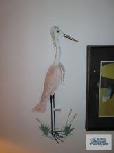 Pair of crane metal wall plaques. 3 ft tall