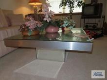 Glass and wooden coffee table