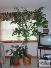 Artificial tree and plant. tree is 6 ft tall