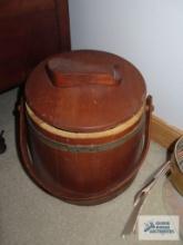 Shoe shining basket with various fabric pieces