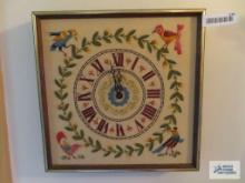 Needlepoint battery powered clock