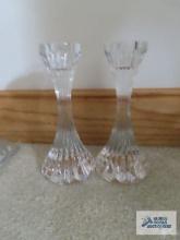 Pair of Baccarat crystal candlesticks, 6 inch