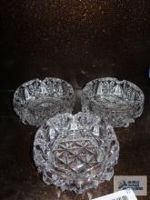 3 Pressed glass ashtrays