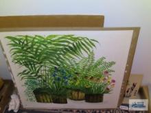 Small Oriental watercolor on board and Ida Pellei Contemporary American Primavera print. No
