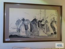 Oriental signed print. No shipping!