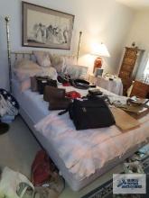 Queen size metal bamboo style bed on first floor. Bring tools for removal