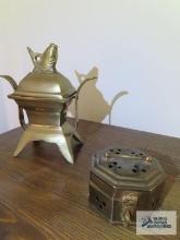 Brass fish top incense burner and potpourri box made in India