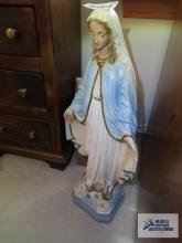 Ceramic religious figurine, approximately 2 ft tall
