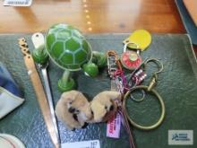 Turtle handheld massager, brass hook, letter openers, etc