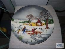 Two decorative wall plates, made in Western Germany