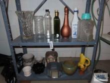 Assortment of decanters, vases, and planters