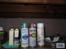 Assortment of paints, hardware, etc