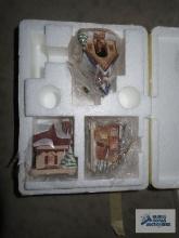 Hummel lighted Church and houses ornaments