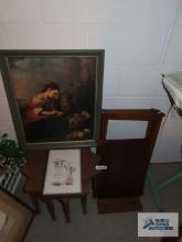 Holly Hobbie wall plaque, nesting tables, other wall hanging, and snack tray table parts