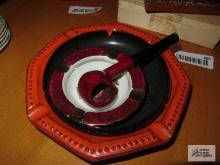 Ashtrays, Paris ashtray, and Golden Leaf 1205 tobacco pipe