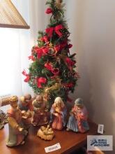 CAGC, Inc. set of six ceramic Nativity figurines. made in China. includes lighted 2 ft Christmas