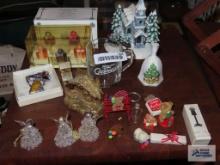 Maxwell House cappuccino advertising mug, miniature glass Christmas ornaments, Minerva Russell