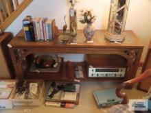 Fruitwood sofa table with glass insert