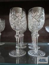 6 Powerscourt Waterford crystal wine glasses