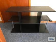 FIVE PIECE BLACK ENTERTAINMENT STAND AND END TABLES