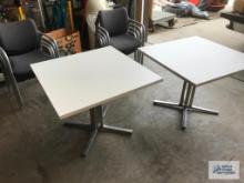 (2) SQUARE TABLES AND (8) CHAIRS