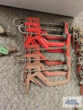 Six spring clamps