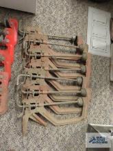 Seven spring clamps