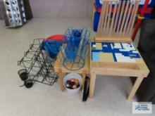 Lego table, pool cue balls, rotating book bin, etc