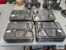 Large lot of stainless steel trays