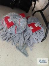 Red and gray mop heads