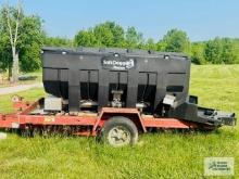 Saltdog truck bed salt spreader. model number SHPE3000. Serial number 00488. 9 ft 4 in long by 3 ft