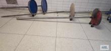 Two portable volleyball stanchions