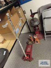 Dayton Jack parts, manual tire machine parts, and two jack stands