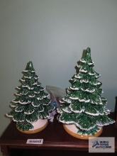 Two ceramic Christmas trees