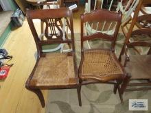 Two woven seat chairs