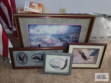 Variety of eagle motif framed prints
