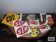 Variety of stickers, including STP, Amalie, Fram, and Sprunger farewell tour can wrap