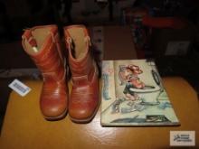 Toddler cowboy boots, no size and little boy wall plaque