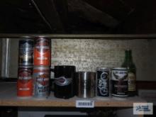 Harley Davidson mugs, cans, and bottle
