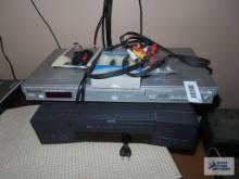 Panasonic DVD player and RCA VHS player with accessories