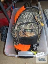 Camoface masks, gloves, book bag, etc in tote.