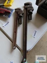 Ridgid 18 inch and Pipe Master 24 inch pipe wrenches