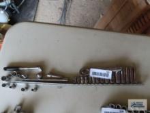 Various Craftsman 1/4 inch sockets with breaker bar, extensions and ratchet