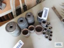 Axle sockets, Proto1-1/2inch, 3/4-inch socket with 1/2 inch adapter and other sockets