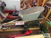Plastic and wooden wheelbarrow with pneumatic tire