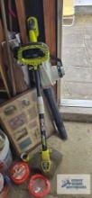 Ryobi 18 volt weed wacker with one battery, charger, extra string and Craftsman electric leaf blower